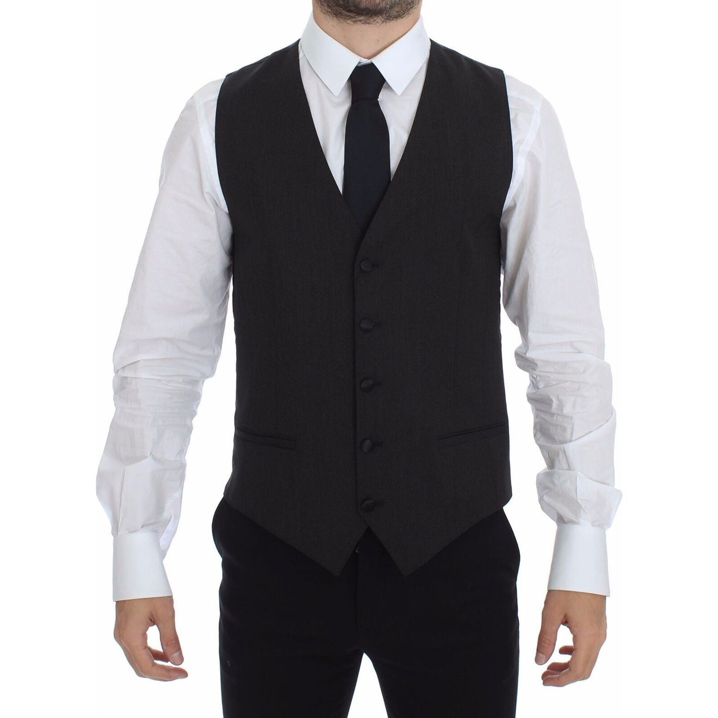 Dolce & Gabbana Elegant Gray Wool Stretch Dress Vest Dolce & Gabbana