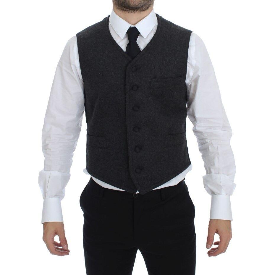 Dolce & Gabbana Elegant Gray Wool Blend Dress Vest Dolce & Gabbana