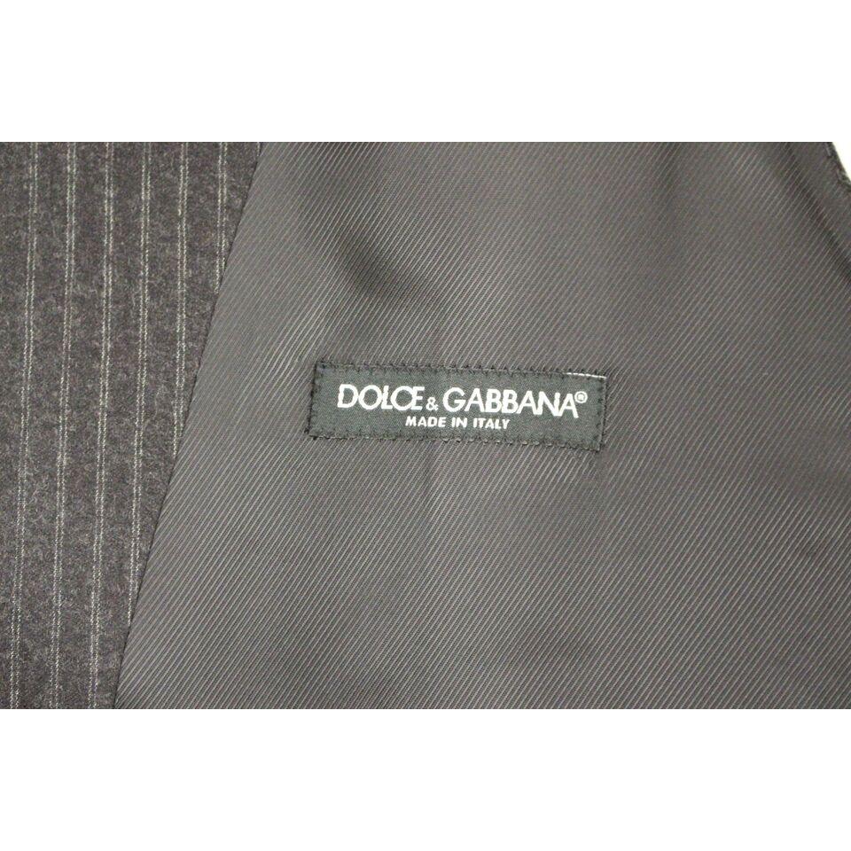 Dolce & Gabbana Elegant Gray Striped Wool Dress Vest Dolce & Gabbana