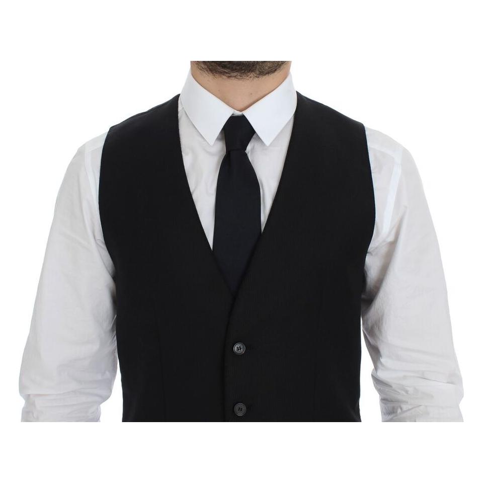 Dolce & Gabbana Elegant Black Wool Dress Vest Dolce & Gabbana