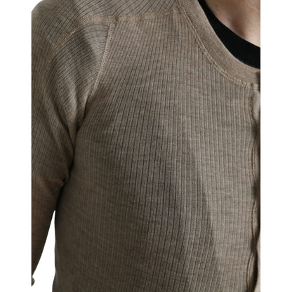Dolce & Gabbana Henley Pullover Beige Cashmere Sweater