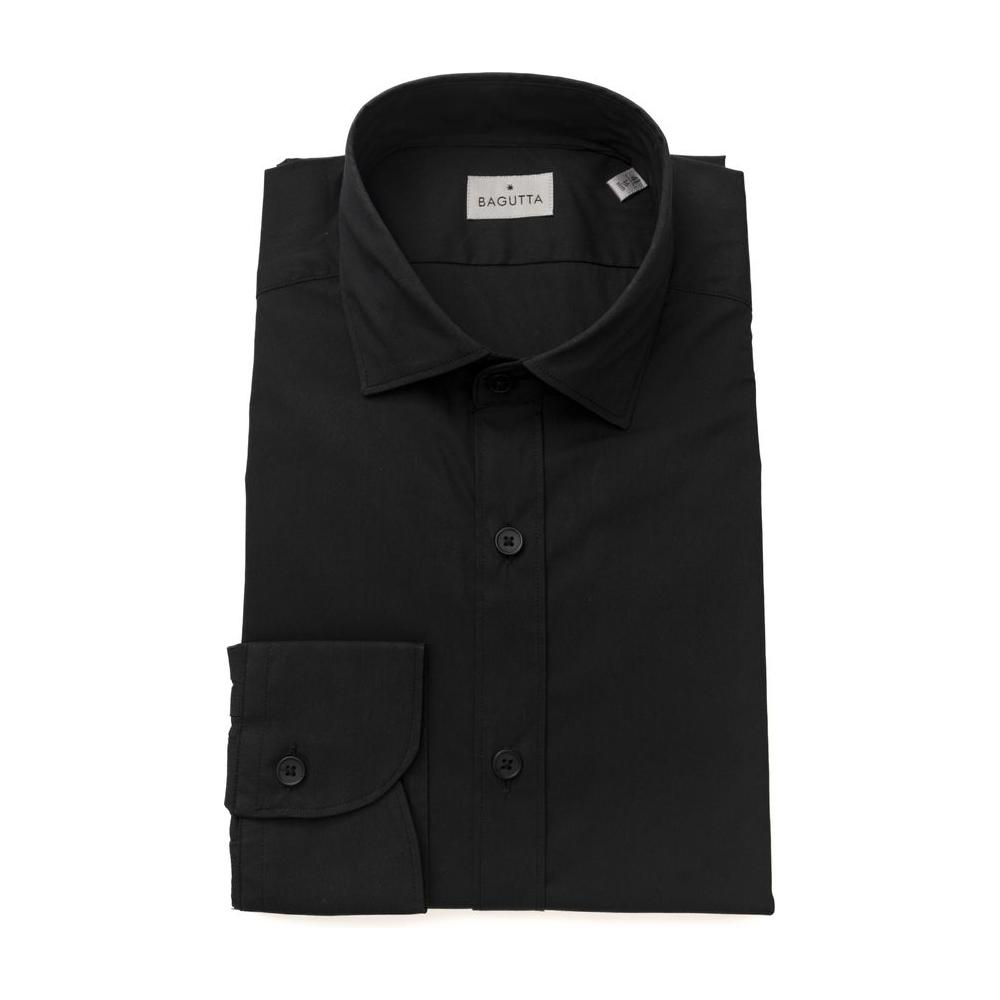 Bagutta Black Cotton Men Shirt Bagutta