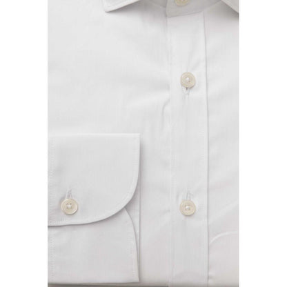 Bagutta White Cotton Men's Shirt Slim Fit With French Collar