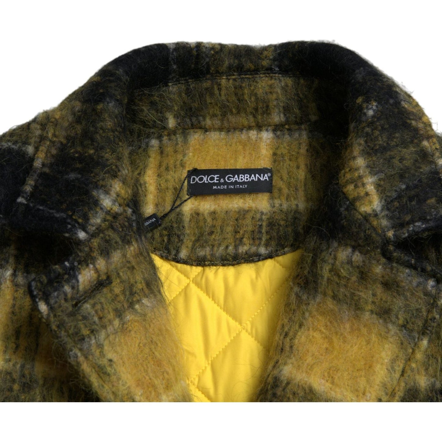 Dolce & Gabbana Chic Plaid Long Coat in Sunshine Yellow Dolce & Gabbana