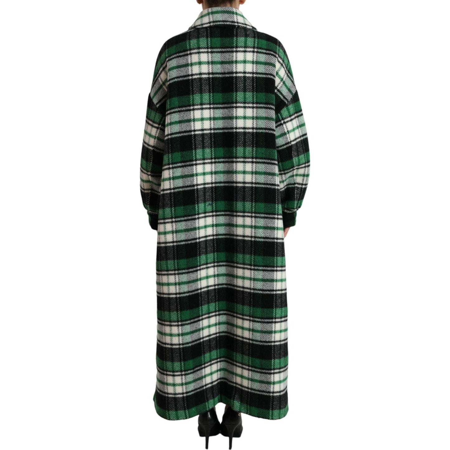 Dolce & Gabbana Elegant Green Plaid Long Coat Dolce & Gabbana