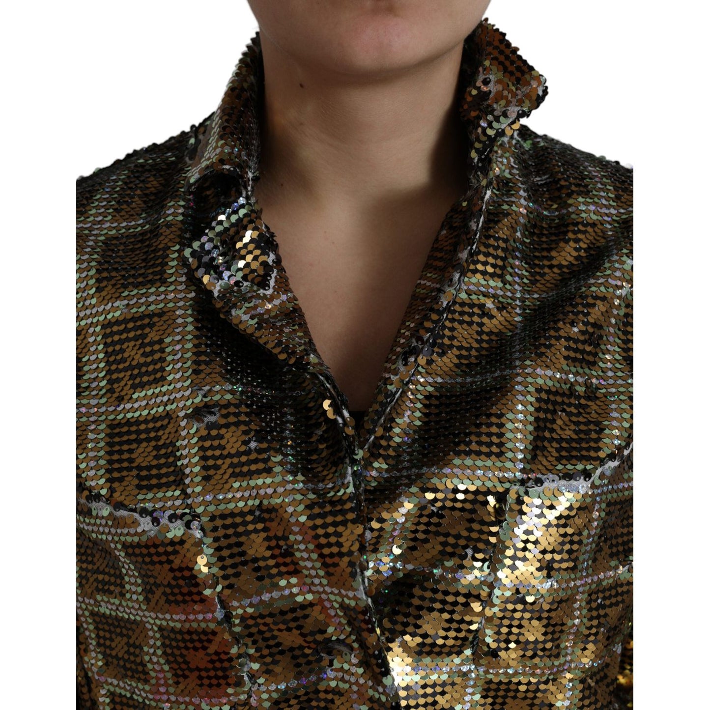 Dolce & Gabbana Multicolor Sequined Cropped Jacket Dolce & Gabbana