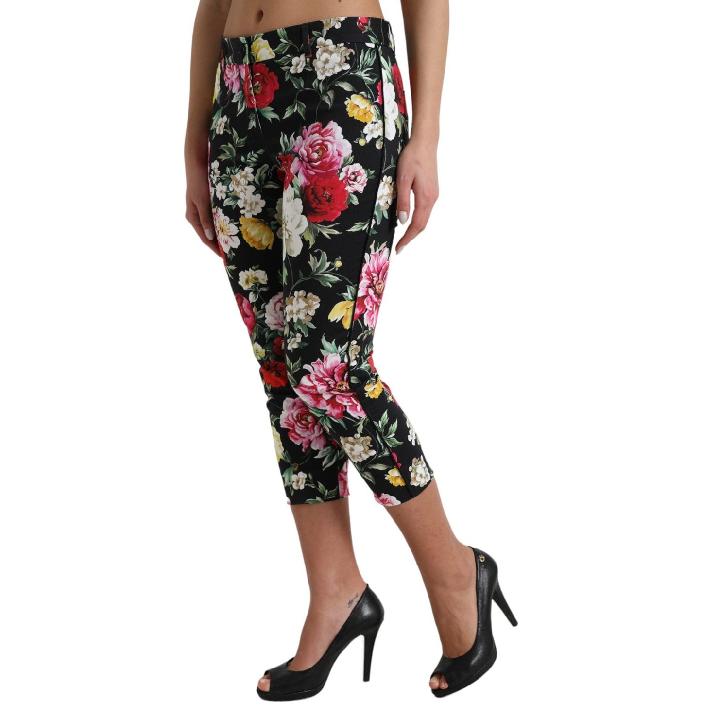 Dolce & Gabbana Elegant Floral Mid Waist Cropped Pants Dolce & Gabbana