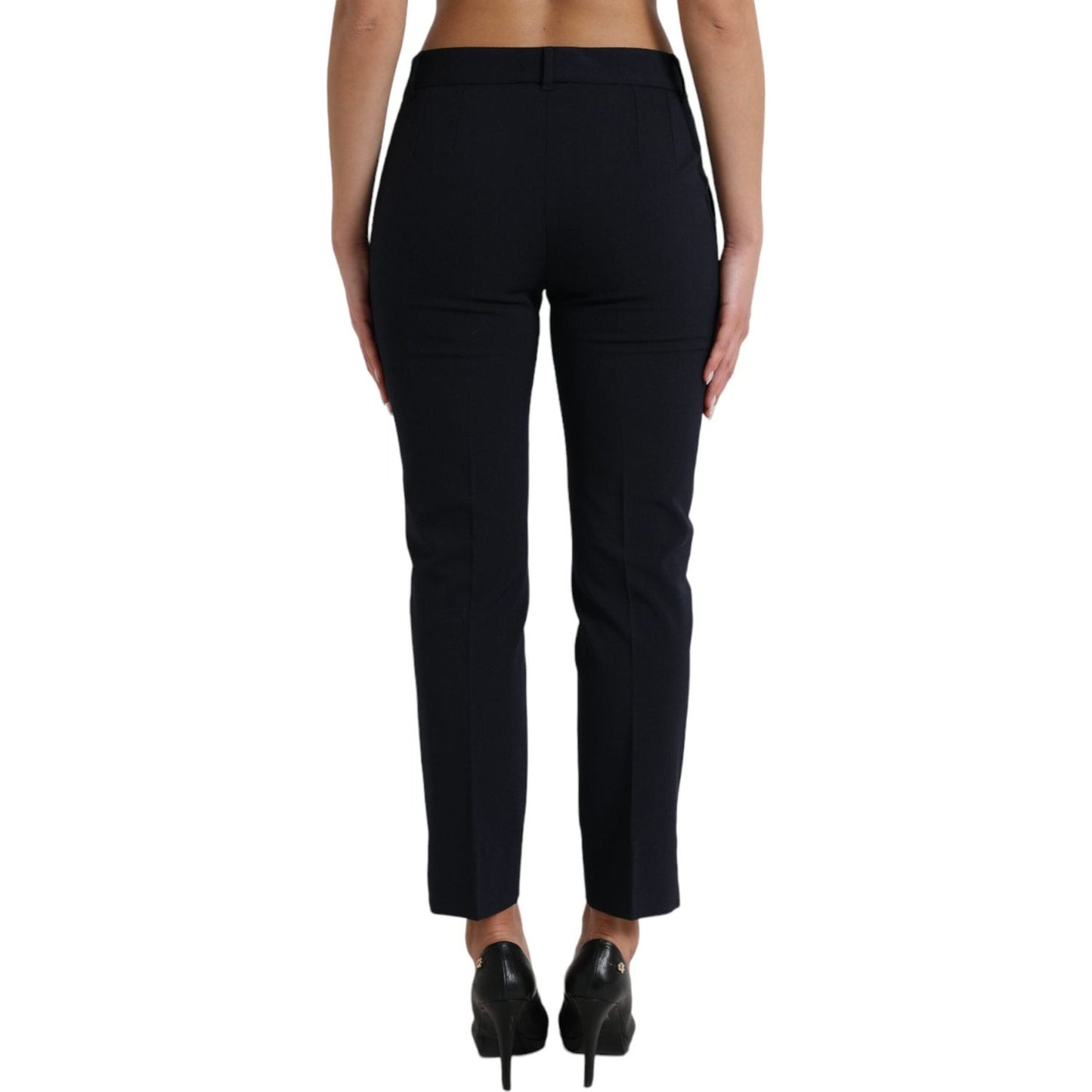 Dolce & Gabbana Elegant Mid Waist Tapered Pants in Blue Dolce & Gabbana