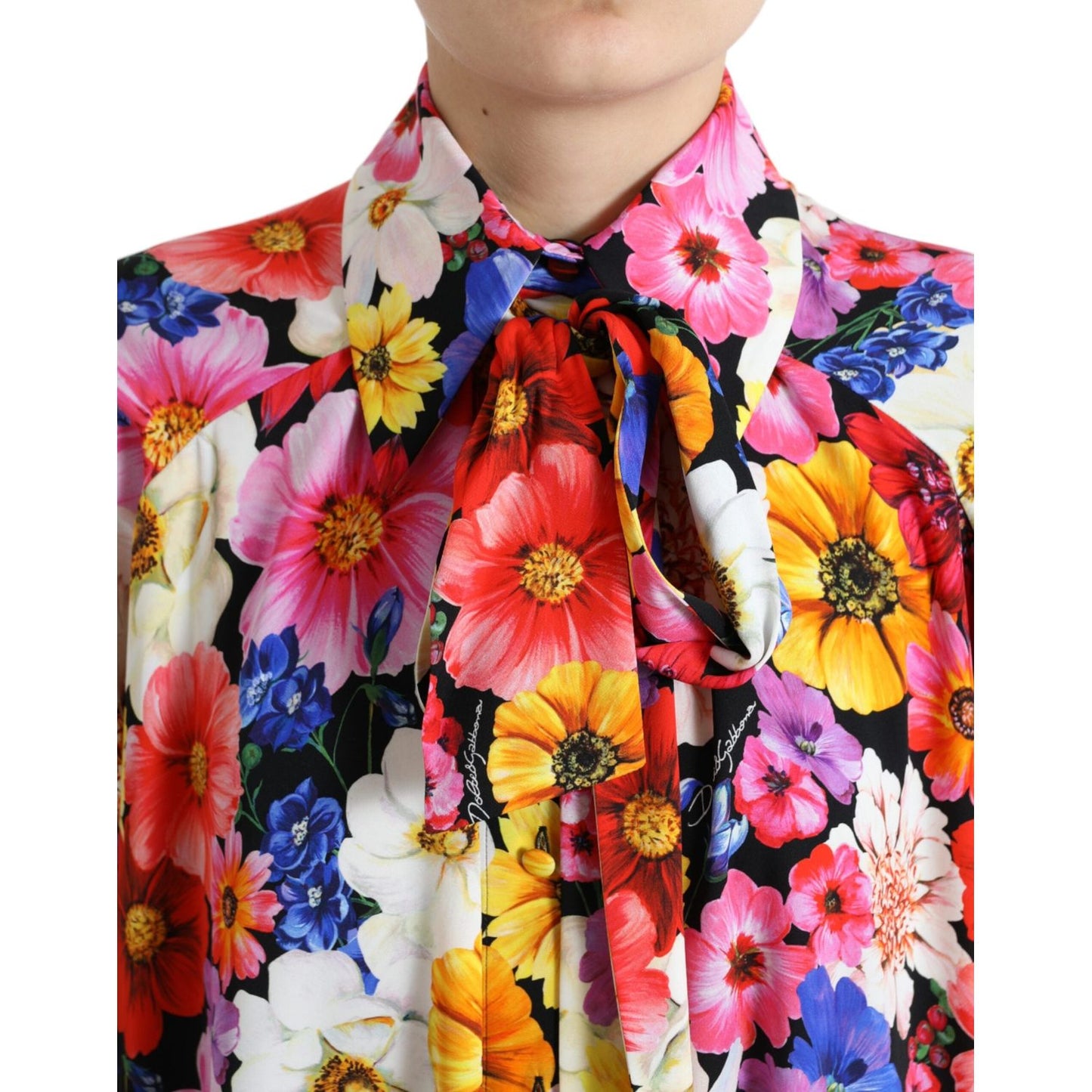 Dolce & Gabbana Floral Silk Blouse with Front Tie Fastening Dolce & Gabbana