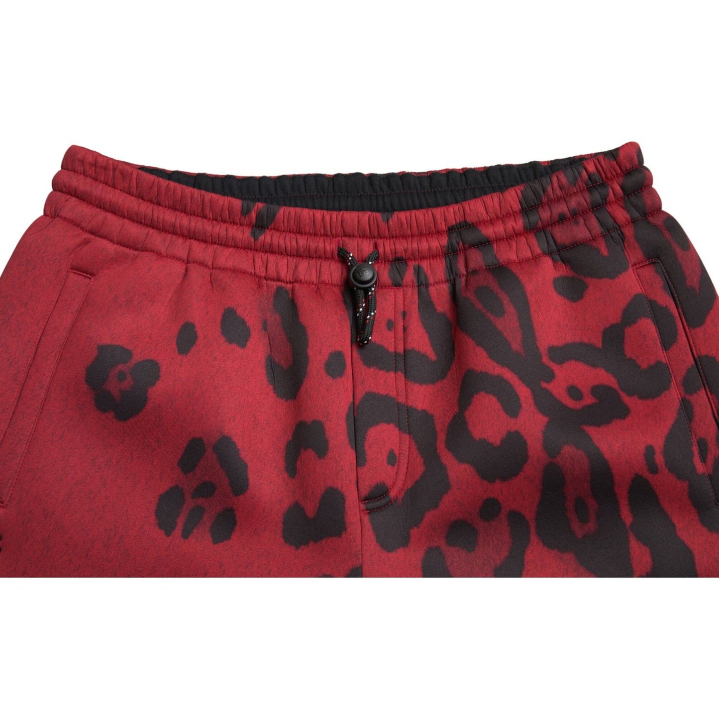 Dolce & Gabbana Red Black Leopard Stretch Jogger Pants