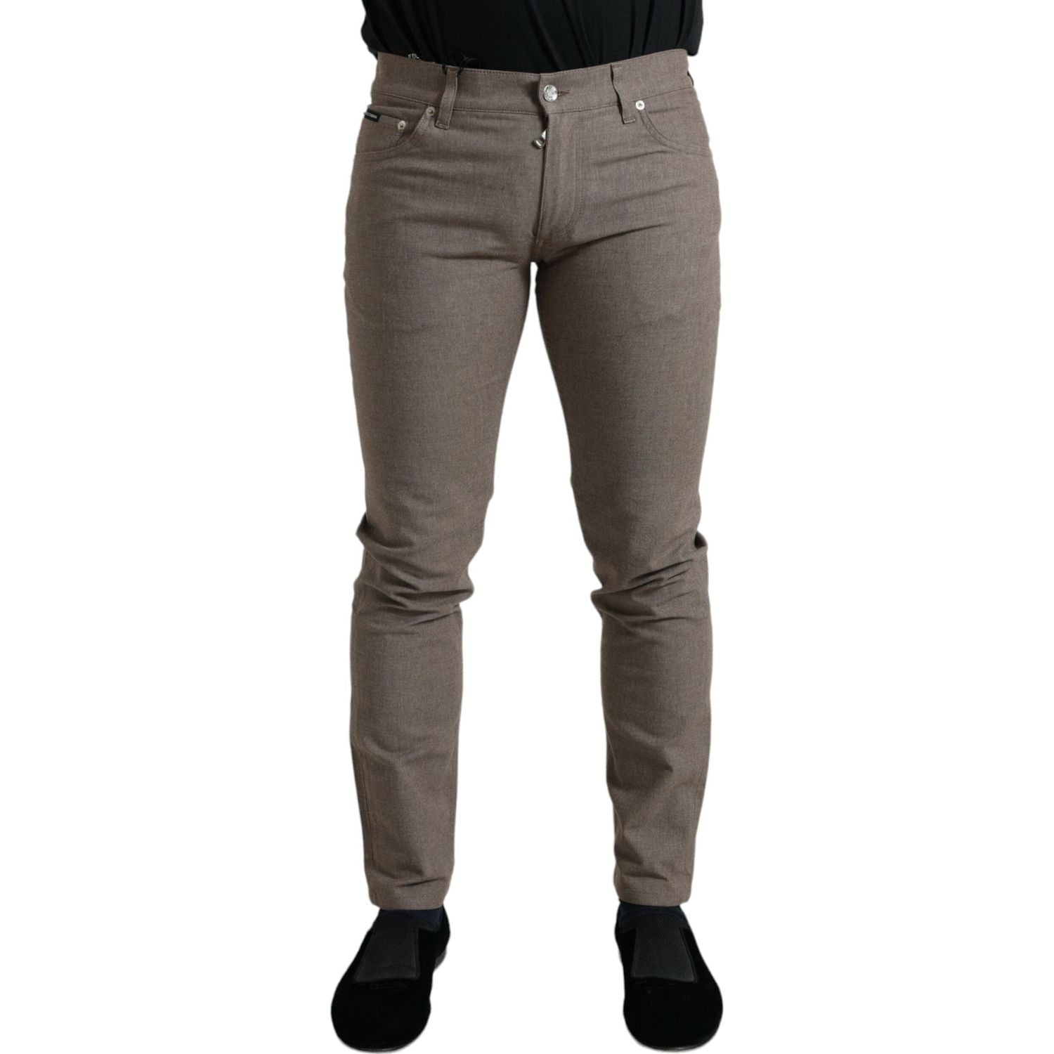 Dolce & Gabbana Brown Cotton Stretch Skinny Men Pants