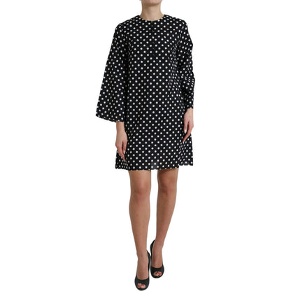 Dolce & Gabbana Black White Polka Dot Nylon Shift Mini Dress