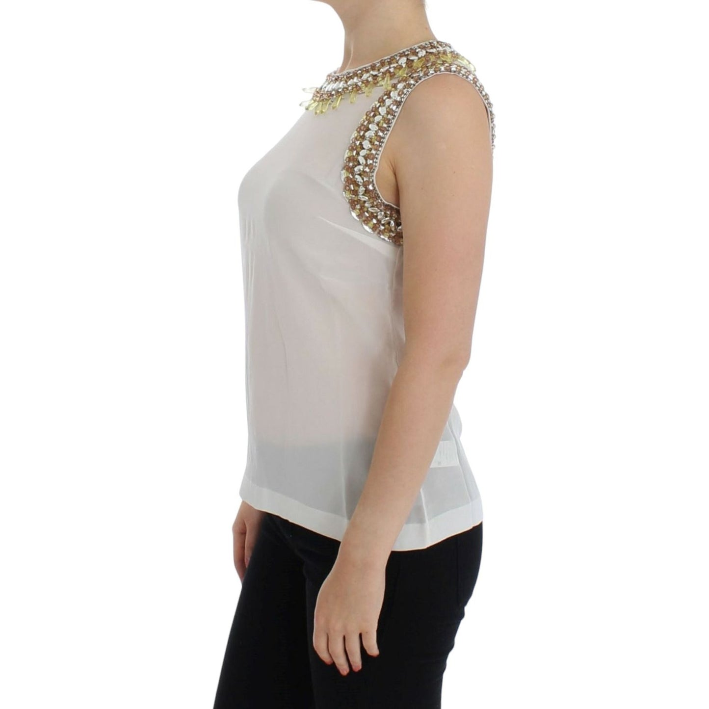 Dolce & Gabbana White crystal embellished tank top