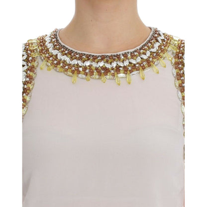 Dolce & Gabbana White crystal embellished tank top