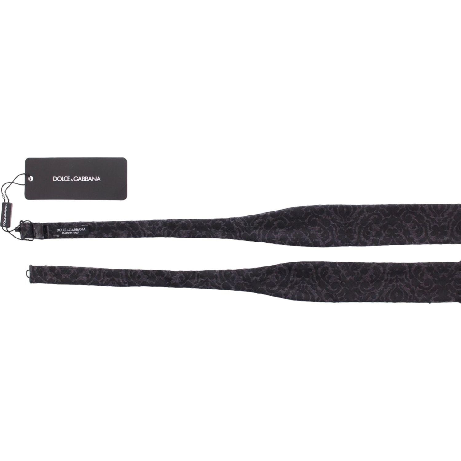 Dolce & Gabbana Gray Black Wool Silk Bow Tie