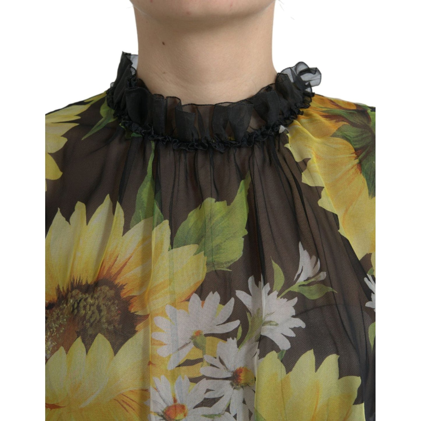 Dolce & Gabbana Elegant Sunflower Silk Maxi Dress Dolce & Gabbana