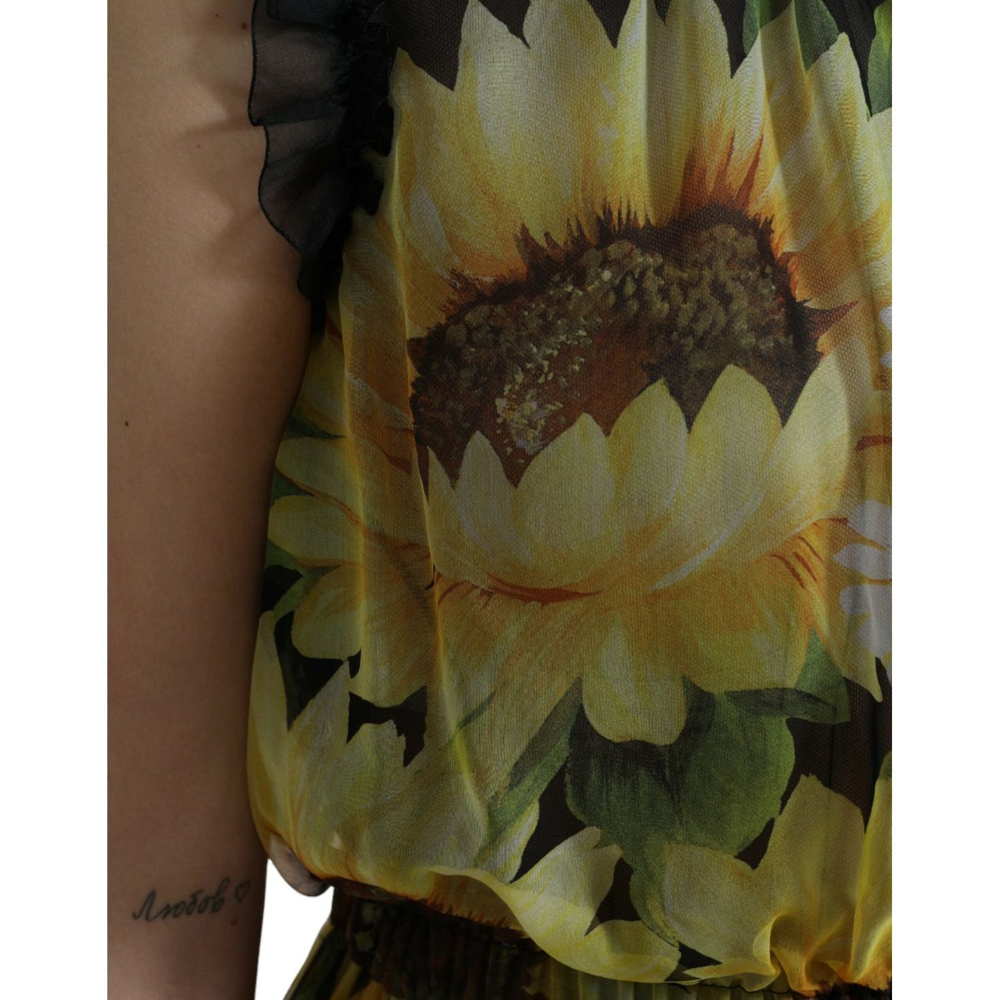 Dolce & Gabbana Elegant Sunflower Silk Maxi Dress Dolce & Gabbana