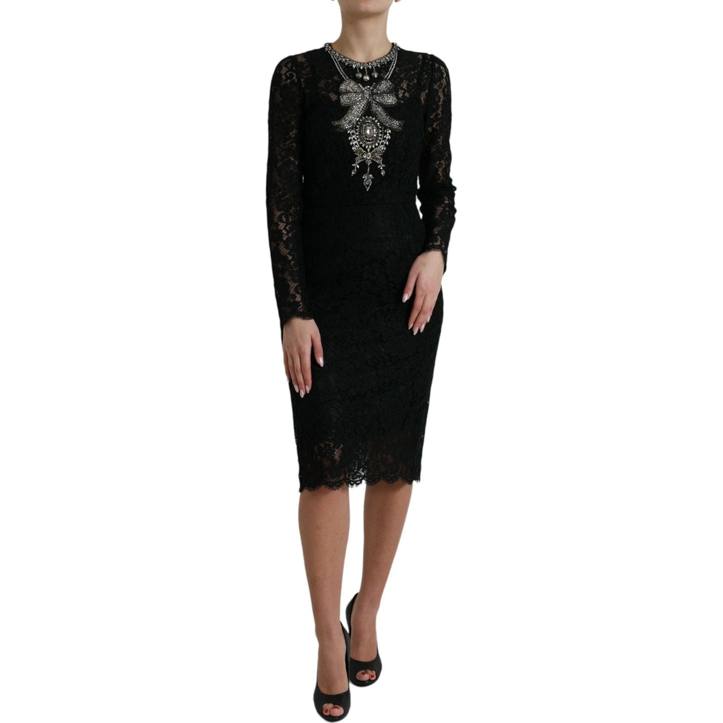 Dolce & Gabbana Elegant Crystal-Embellished Sheath Dress Dolce & Gabbana