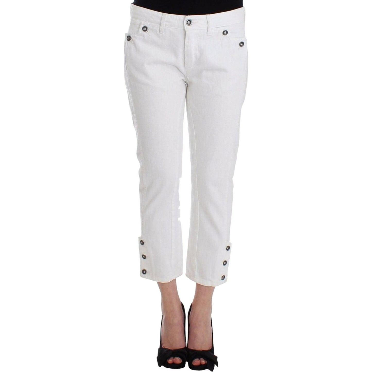 Ermanno Scervino Chic White Cropped Jeans for Sophisticated Style Ermanno Scervino