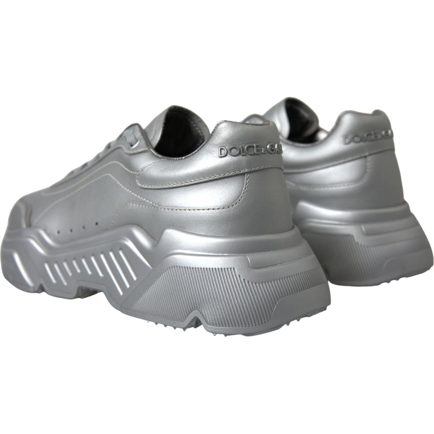 Dolce & Gabbana Elegant Silver Calfskin Leather Sneakers Dolce & Gabbana