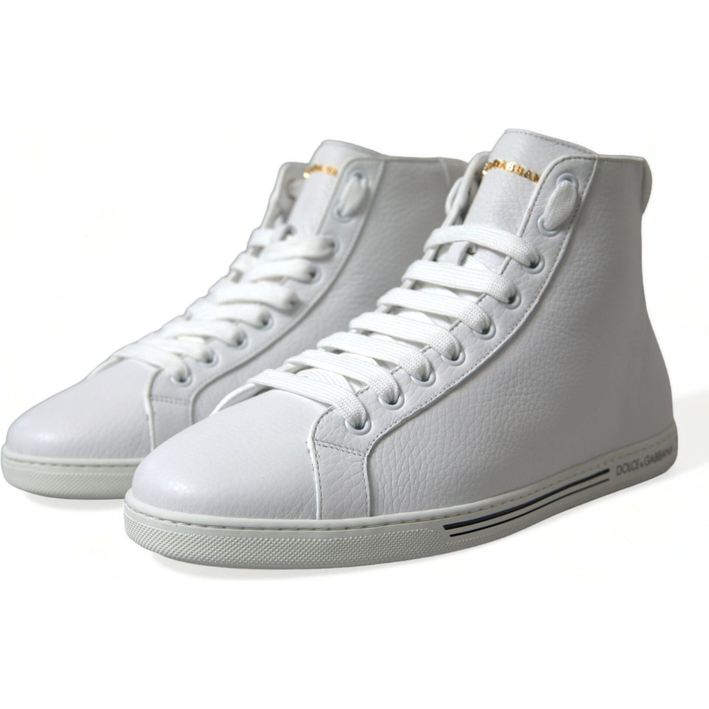 Dolce & Gabbana Elegant White Leather High Top Sneakers Dolce & Gabbana