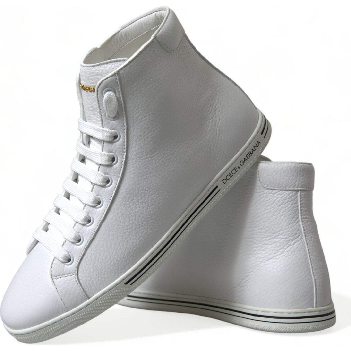 Dolce & Gabbana Elegant White Leather High Top Sneakers Dolce & Gabbana