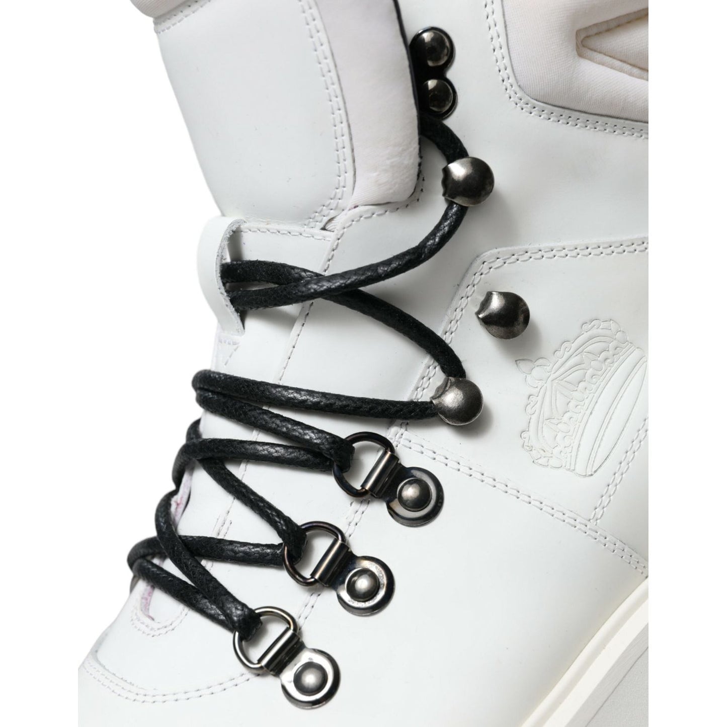 Dolce & Gabbana Elegant White Leather Ankle Boots Dolce & Gabbana