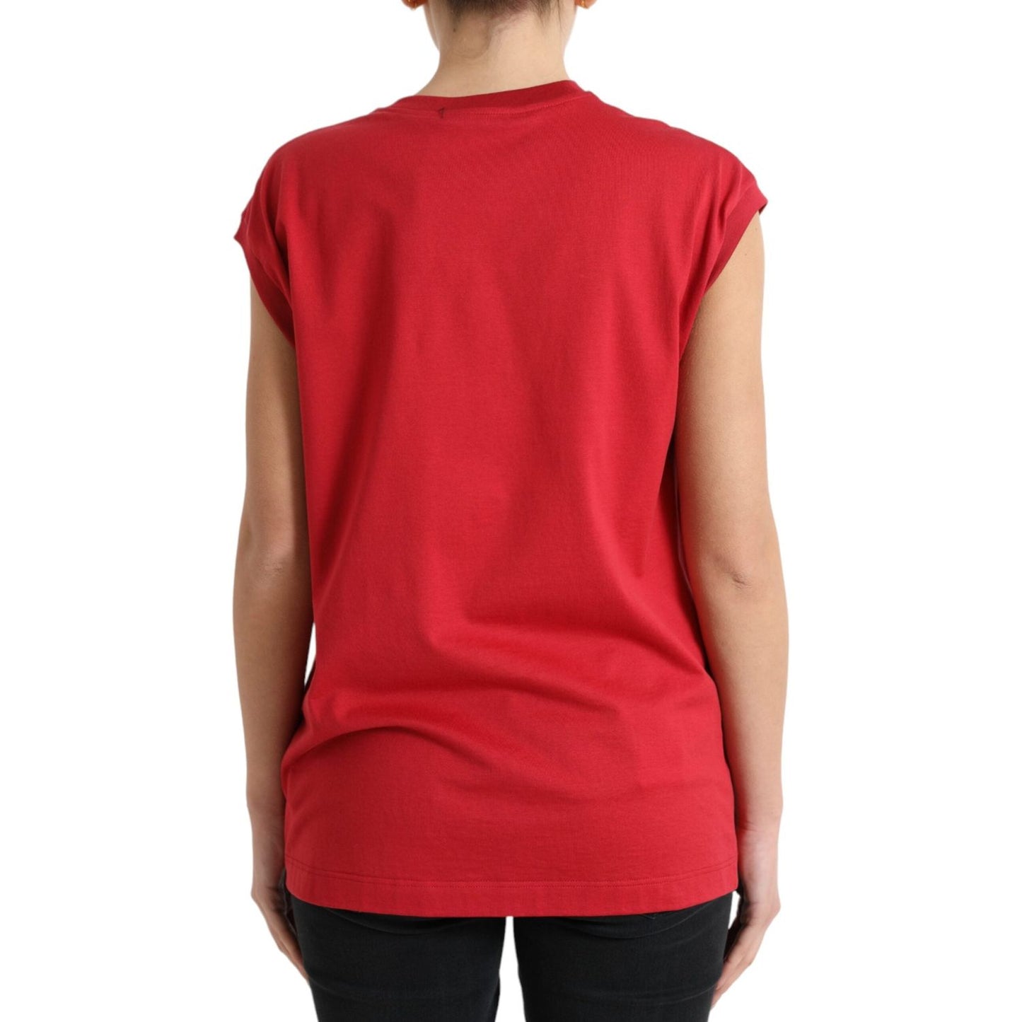 Dolce & Gabbana Elegant Red Cotton Crew Neck Tank Top Dolce & Gabbana