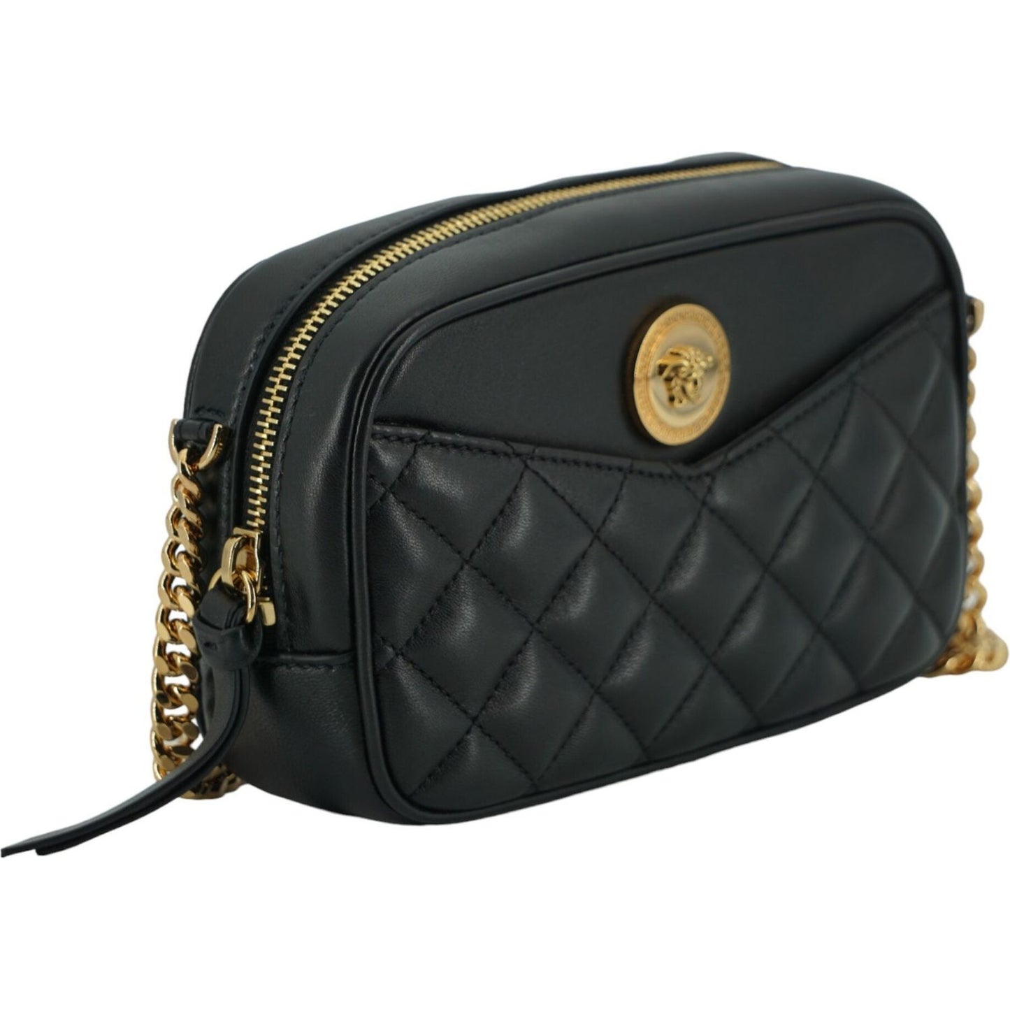 Versace Elegant Small Black Leather Crossbody Bag Versace