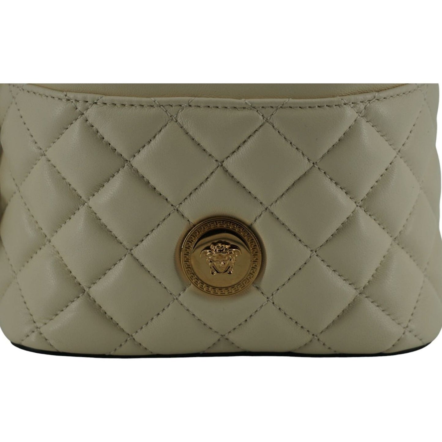 Versace Elegant Small White Leather Bucket Shoulder Bag Versace