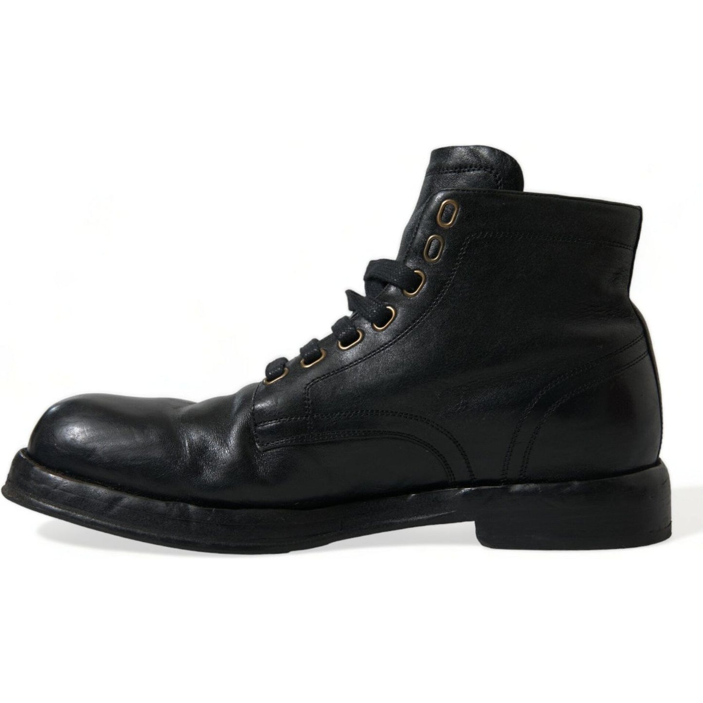 Dolce & Gabbana Elegant Black Horse Leather Ankle Boots Dolce & Gabbana