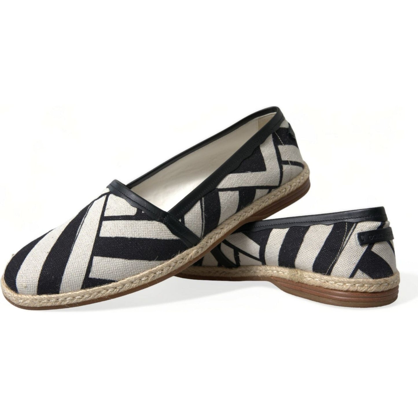 Dolce & Gabbana Beige Black Striped Canvas Espadrilles MONDELLO Shoes