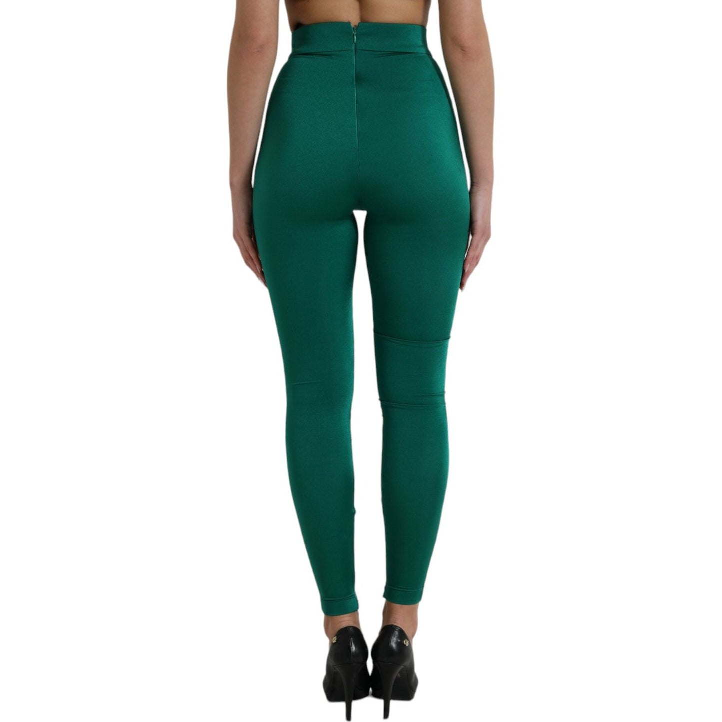 Dolce & Gabbana Green High Waist Designer Leggings Dolce & Gabbana