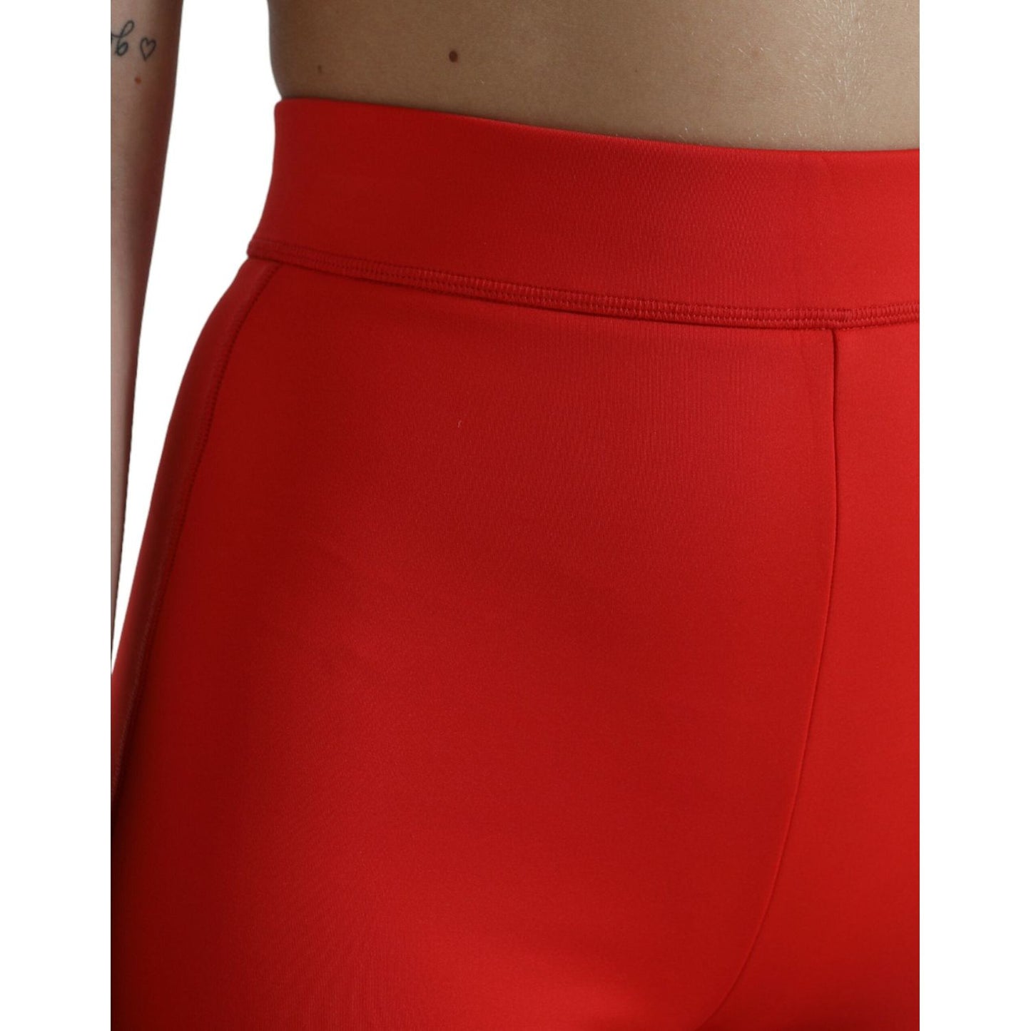 Dolce & Gabbana Elegant High Waist Red Leggings Dolce & Gabbana