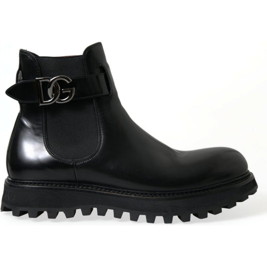 Dolce & Gabbana Elegant Black Calf Leather Chelsea Boots Dolce & Gabbana