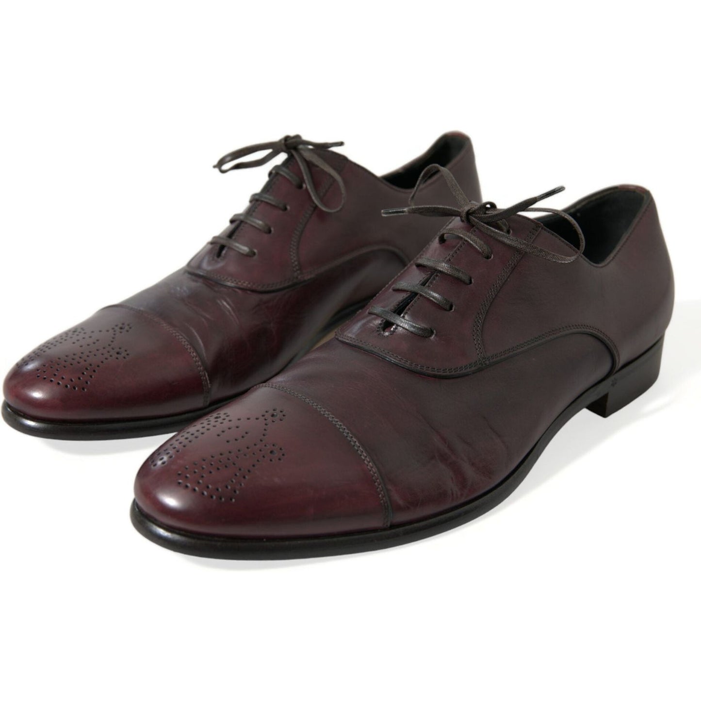 Dolce & Gabbana Elegant Burgundy Leather Derby Shoes Dolce & Gabbana