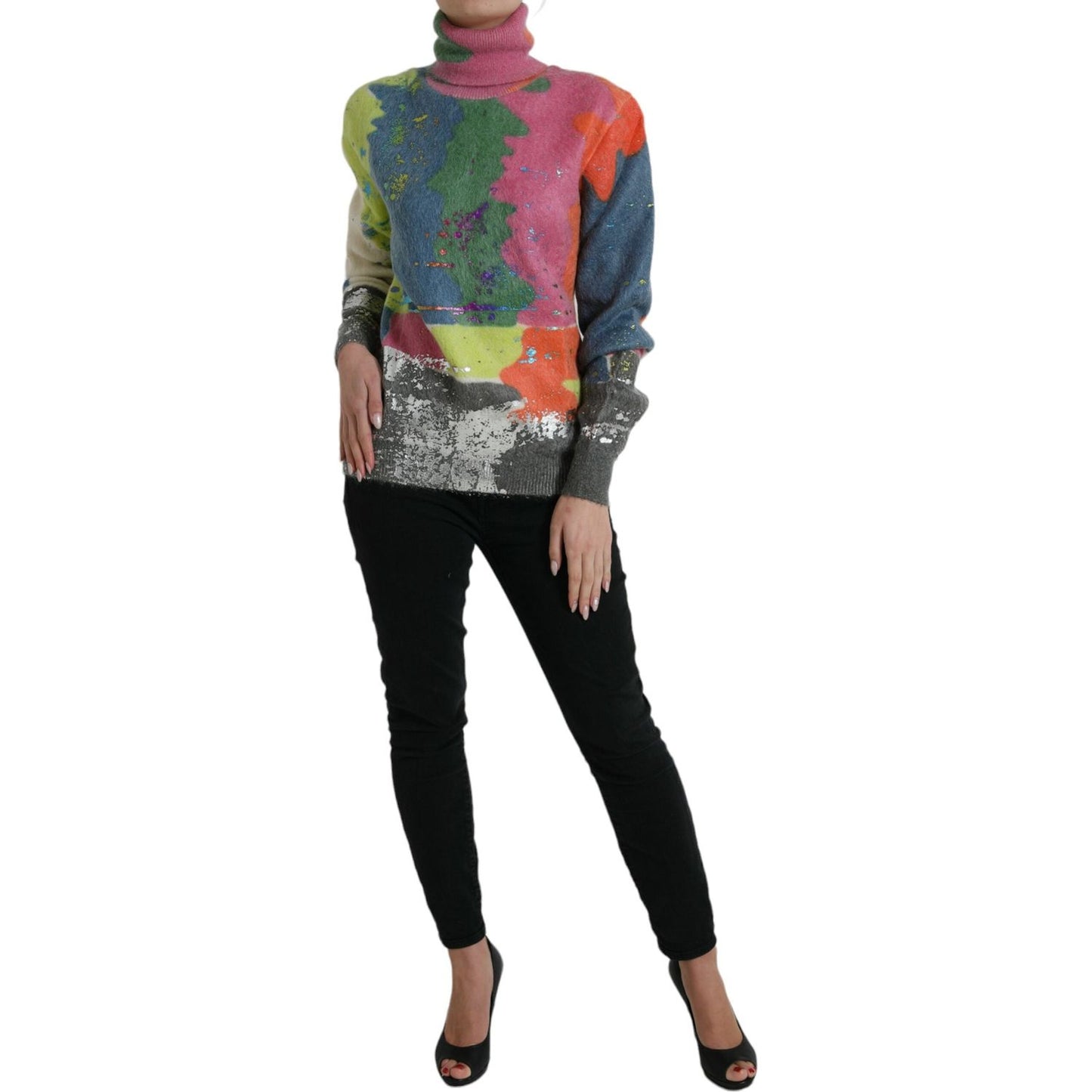 Dolce & Gabbana Multicolor Mohair Turtleneck Casual Sweater Dolce & Gabbana