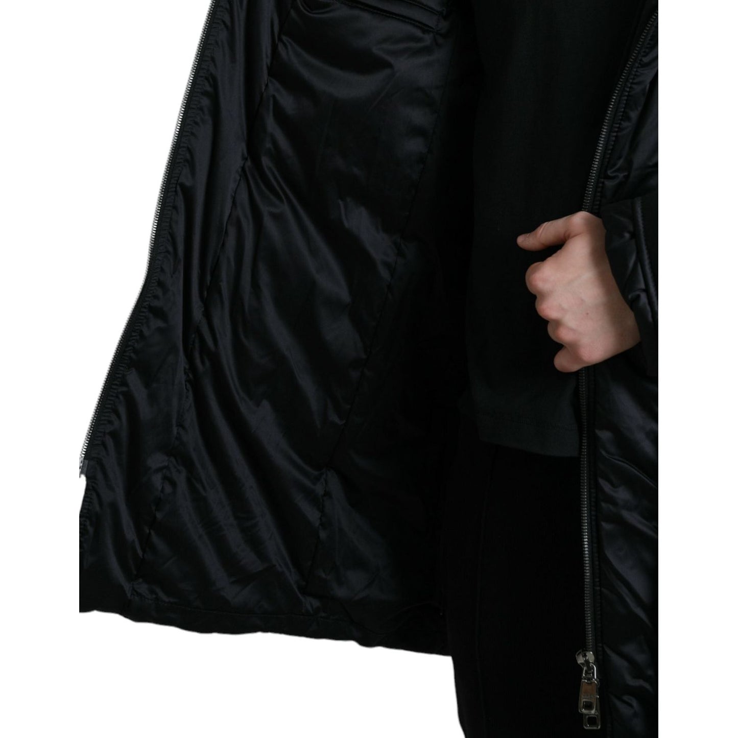 Dolce & Gabbana Elegant Black Hooded Parka Jacket Dolce & Gabbana