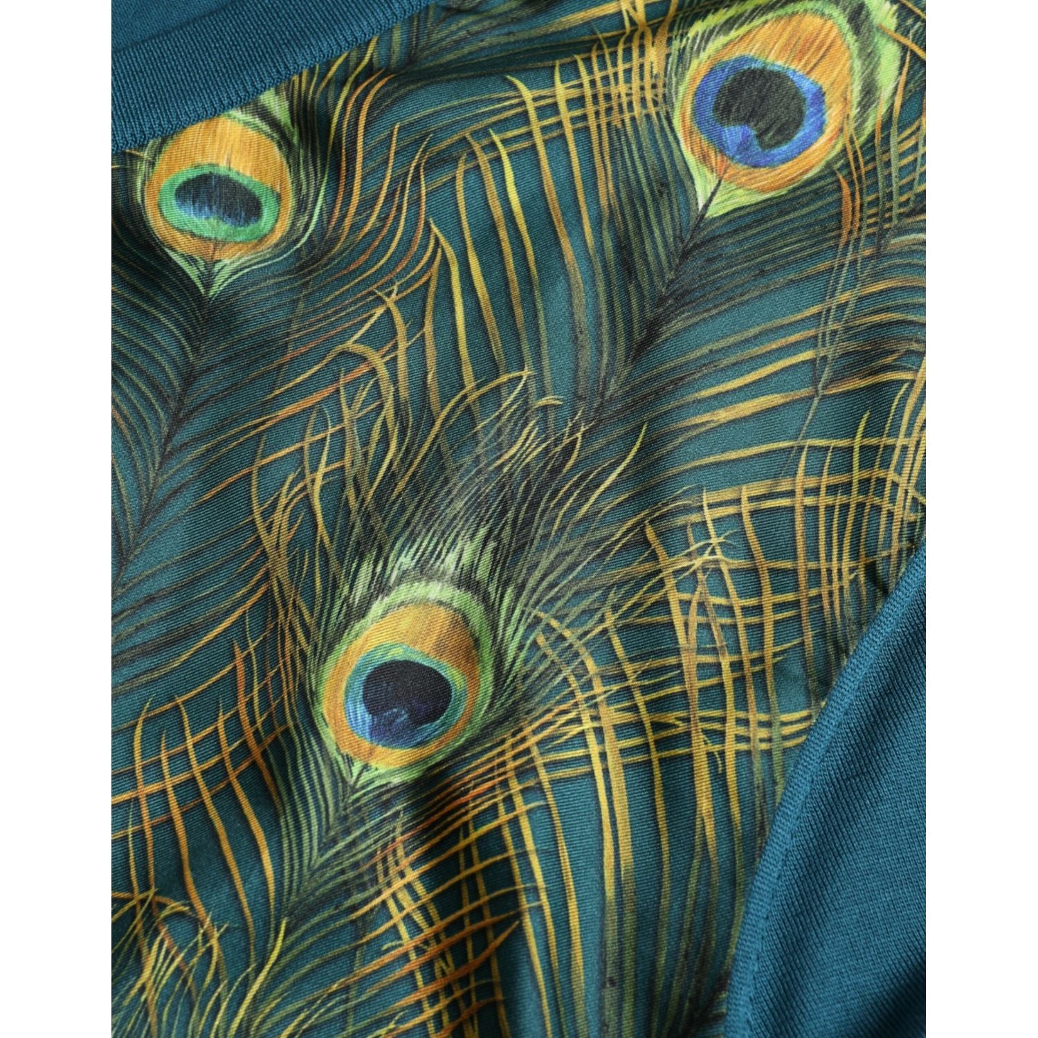 Dolce & Gabbana Green Peacock Feather Pullover Sweater