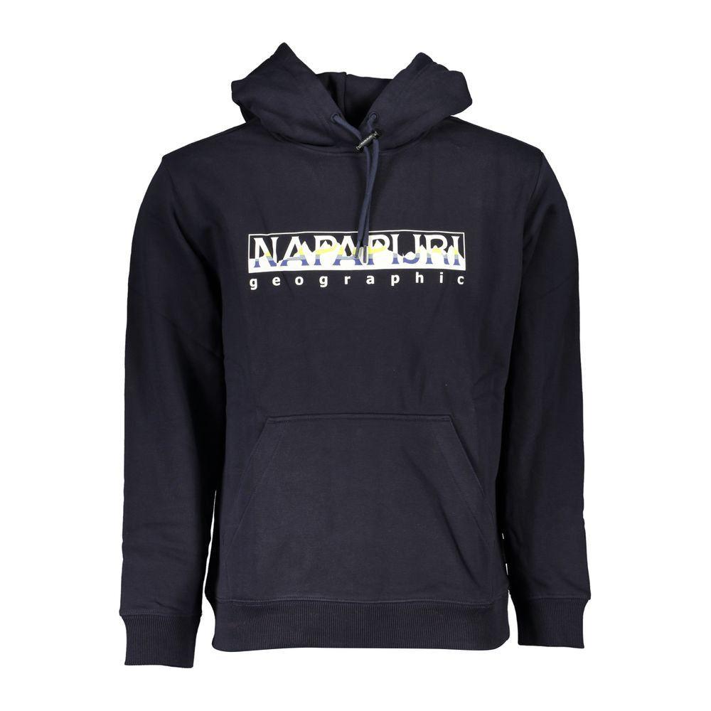 Napapijri Blue Cotton Men Hooded Sweater Napapijri