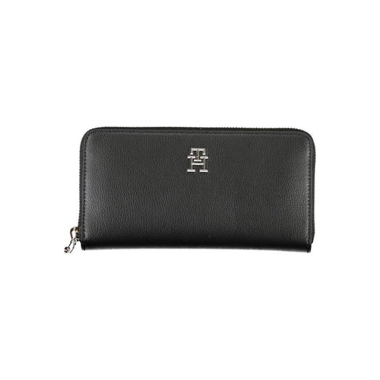 Tommy Hilfiger Sleek Zippered Black Wallet with Multiple Compartments Tommy Hilfiger