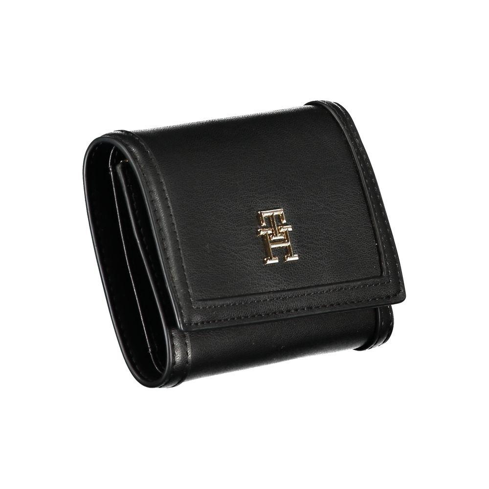 Tommy Hilfiger Sleek Black Double-Spaced Wallet with Logo Tommy Hilfiger