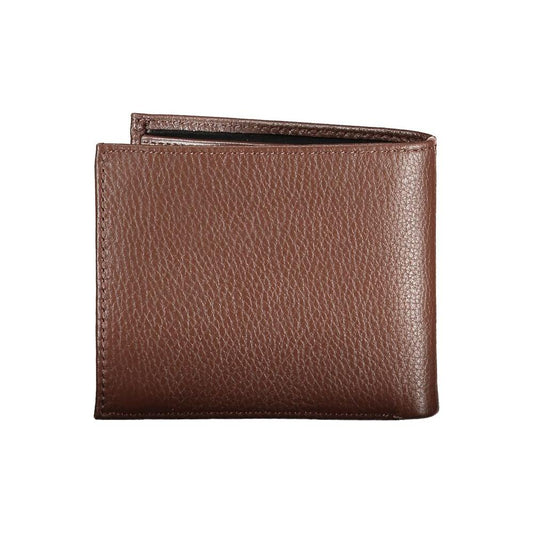 Tommy Hilfiger Sleek Brown Leather Wallet with Contrast Details Tommy Hilfiger