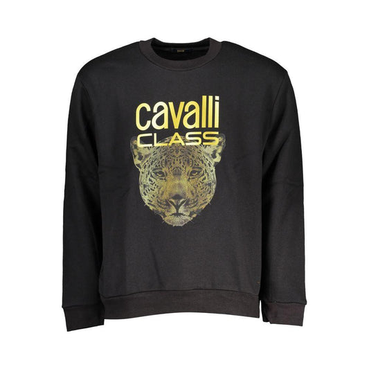 Cavalli Class Chic Fleece Crew Neck Sweatshirt in Black Cavalli Class