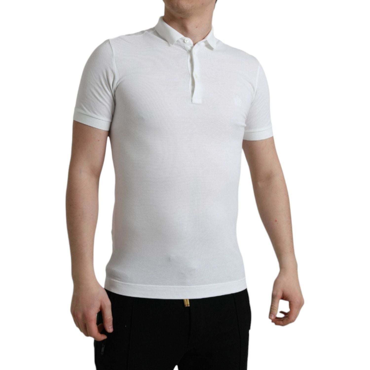 Dolce & Gabbana White Collared Short Sleeve Crown T-shirt
