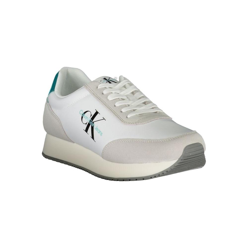 Calvin Klein Elegant White Lace-Up Sneakers with Contrasting Detail Calvin Klein