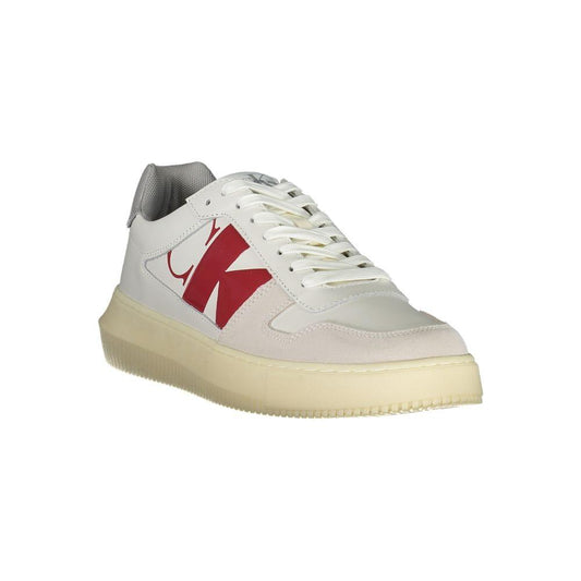 Calvin Klein Sleek White Lace-Up Sneakers with Contrast Details Calvin Klein