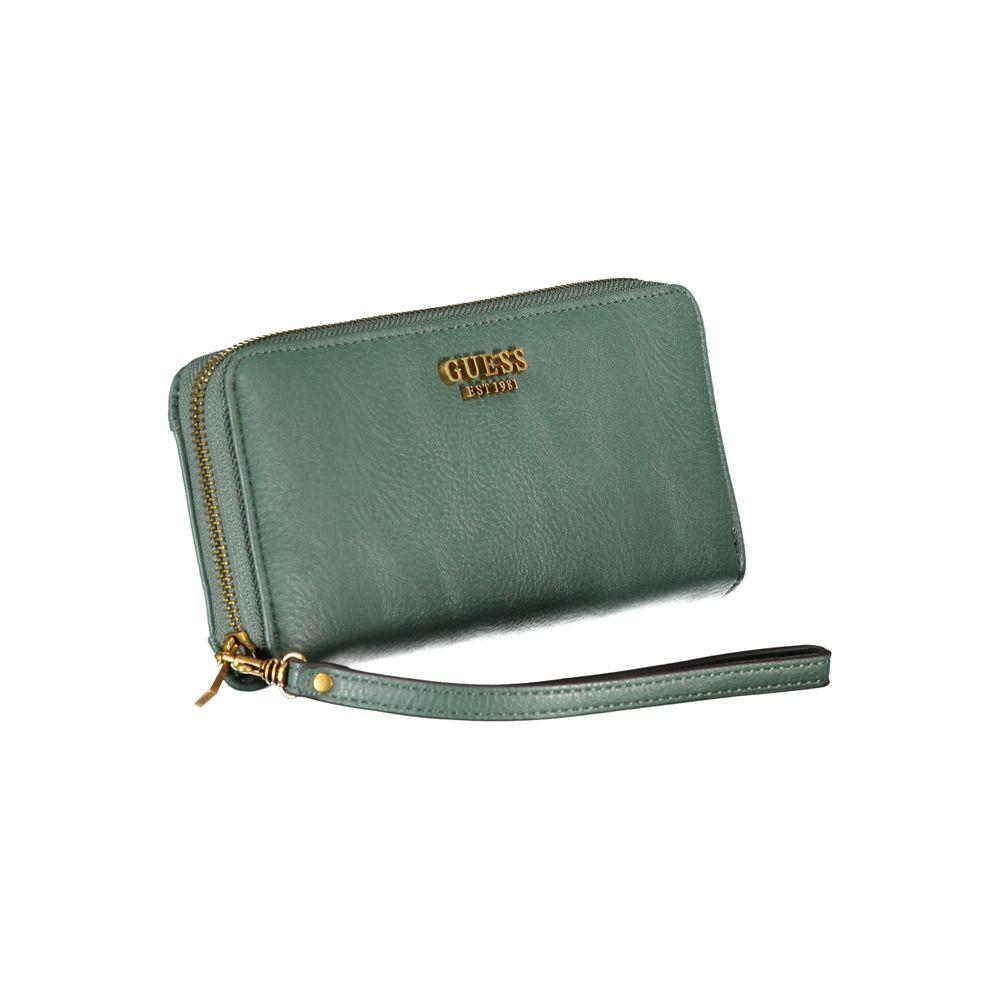 Guess Jeans Chic Green Polyethylene Wallet with Multiple Compartments Guess Jeans