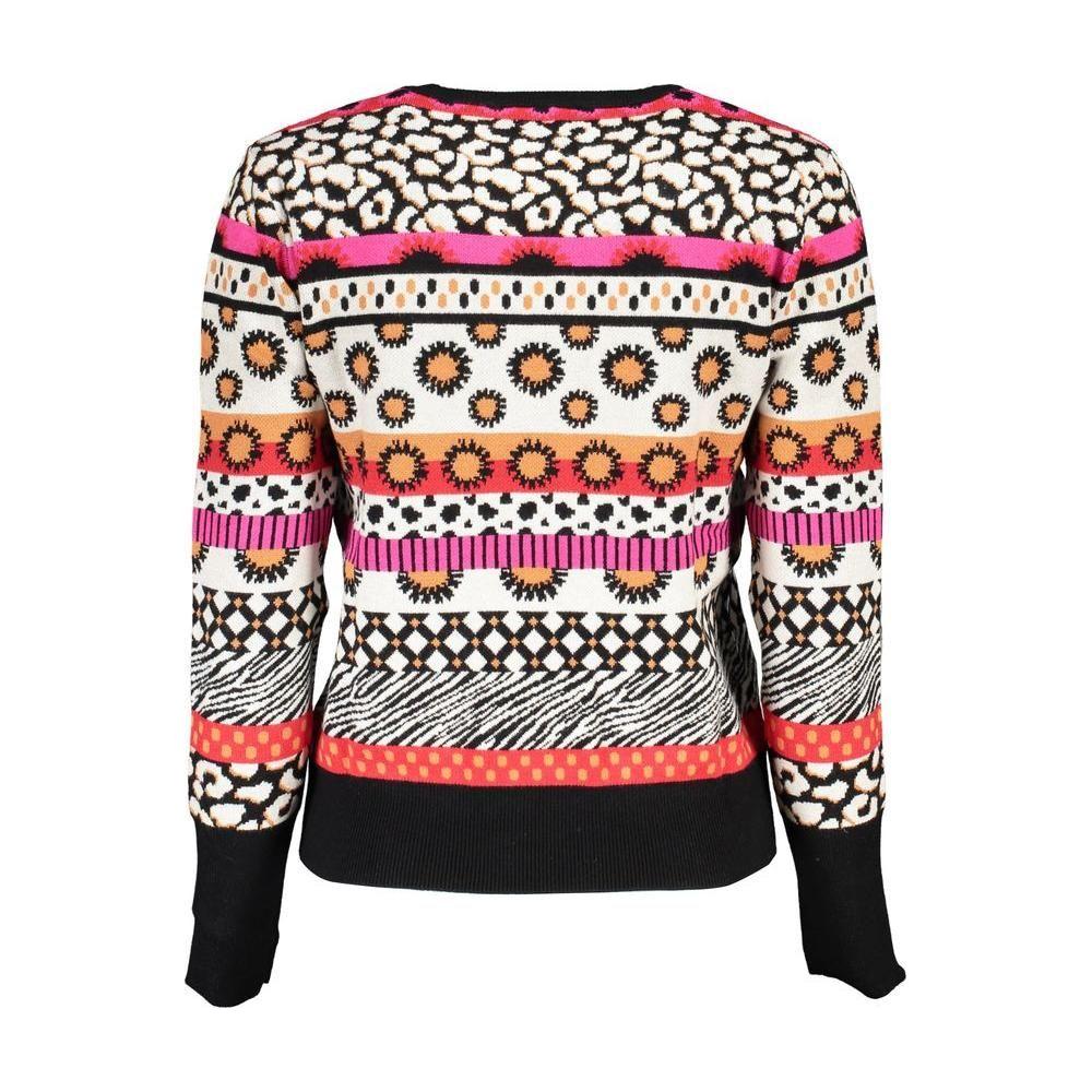 Desigual Chic Pink Contrast Crew Neck Sweater Desigual