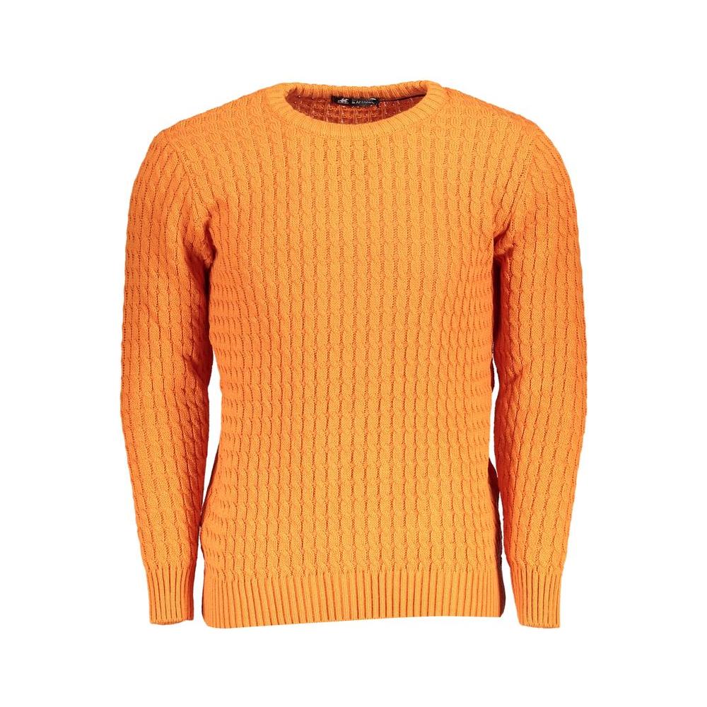 U.S. Grand Polo Elegant Twisted Crew Neck Orange Sweater U.S. Grand Polo